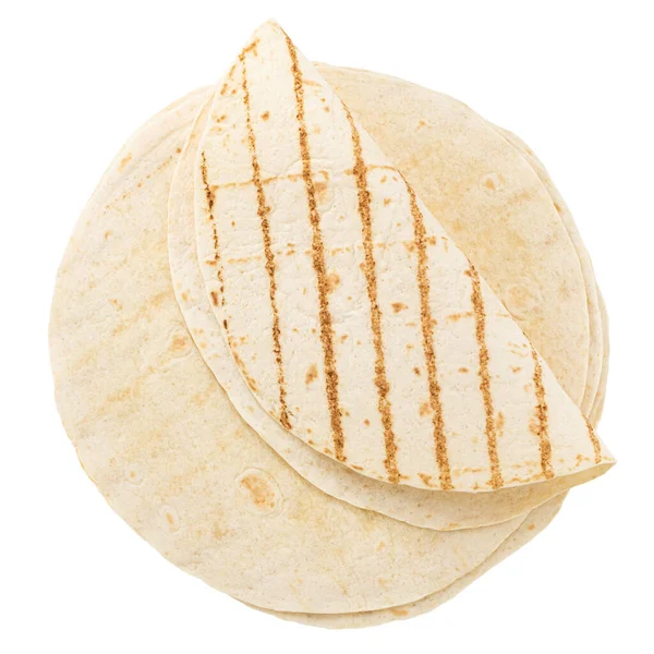 Maïs tortilla 's geïsoleerd op witte achtergrond. Ongezuurd brood — Stockfoto