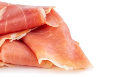 İtalyan prosciutto crudo veya jamon. Çiğ jambon. İzole üzerinde beyaz ba