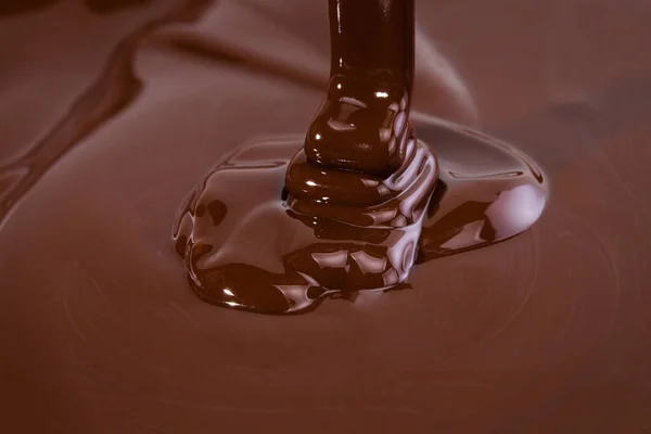 Melted chocolate swirl background. Liquid chocolate close-up.