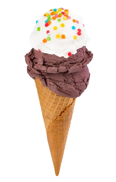 Creme Gelo Chocolate Cone Isolado Fundo Branco — Fotografia de Stock