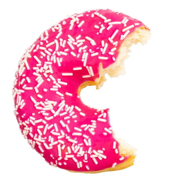 Beyaz Arka Planda Izole Edilmiş Renkli Parçacıkları Olan Pembe Donut — Stok fotoğraf