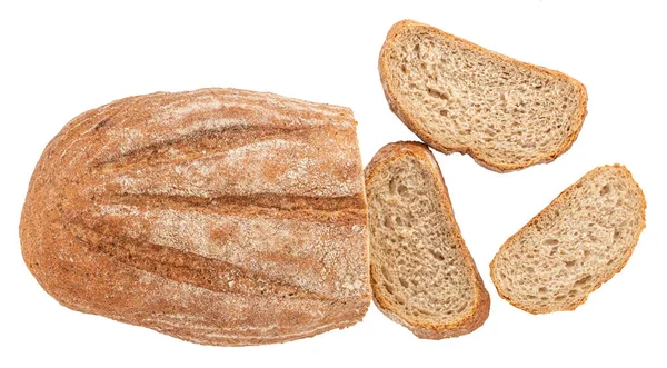 Beyaz Arka Plan Üzerinde Izole Taze Pişmiş Ekmek Üstten Görünüm — Stok fotoğraf
