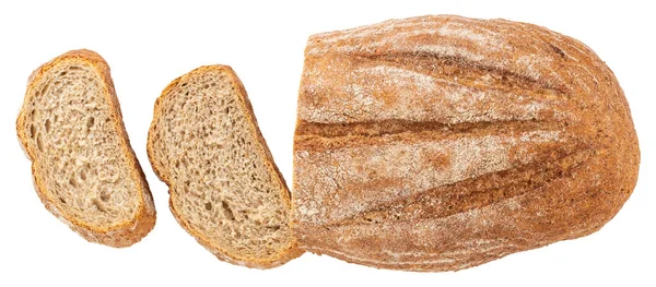 Beyaz Arka Plan Üzerinde Izole Taze Pişmiş Ekmek Üstten Görünüm — Stok fotoğraf