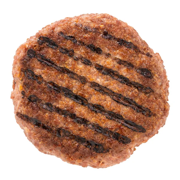 Grilované Maso Burger Izolované Bílém Pozadí Horní Pohled — Stock fotografie