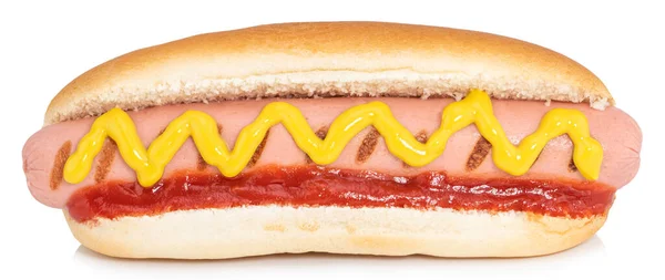 Hot Dog Con Senape Isolata Fondo Bianco Percorso Ritaglio — Foto Stock