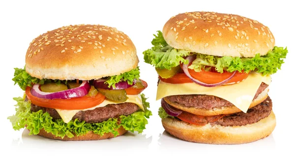 Φρέσκο Νόστιμο Burger Απομονώνονται Λευκό Φόντο — Φωτογραφία Αρχείου