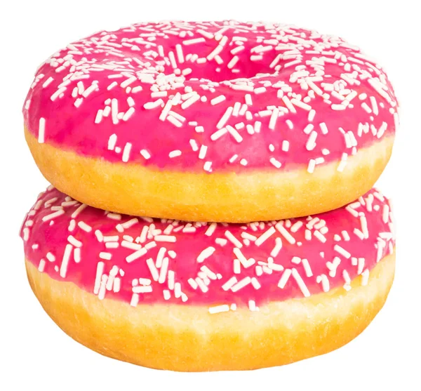 Рожевий Пончик Різнокольоровими Зморшками Ізольовано Білому Тлі — стокове фото