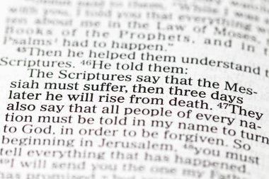 İncil 'den bir metin. Hristiyan konsepti Paskalya. İsa doğdu..