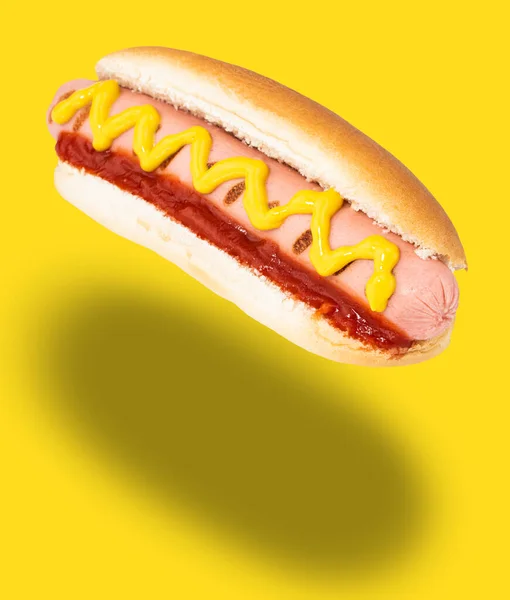Hot Dog Mustard Isolated Yellow — Stock Photo, Image