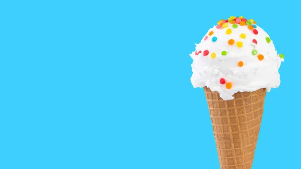 Ice Cream Blue Background Copy Space — Stock Photo, Image