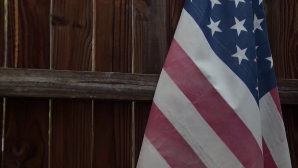 Rustic Fence with USA flag — Stock Video