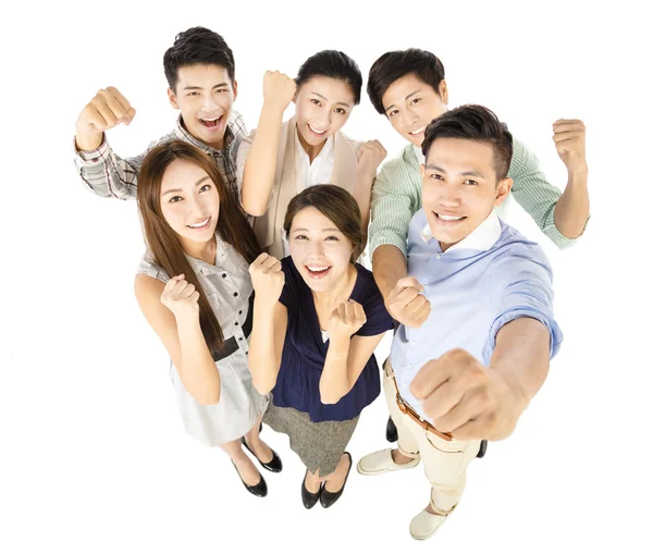 Happy young business team with success gesture Royalty Free Stock Photos