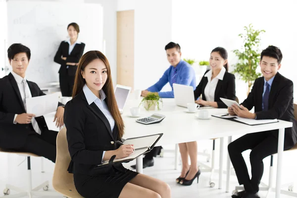 Group of happy young business people in  meeting — Stock Photo, Image