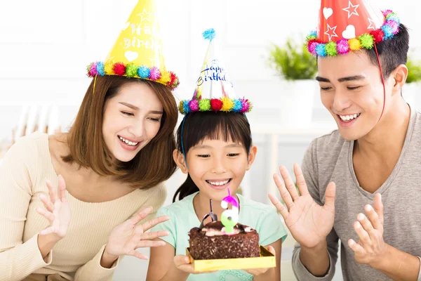Happy Family Celebrating daughter's  Birthday — Stockfoto