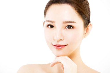 portre genç kadın yüzü beyaz izole