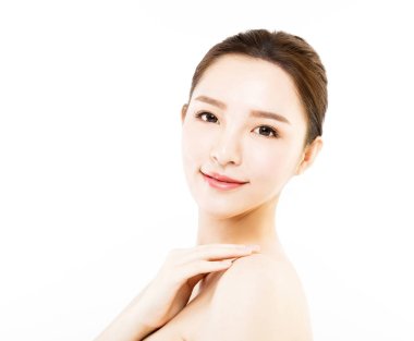 portre genç kadın yüzü beyaz izole