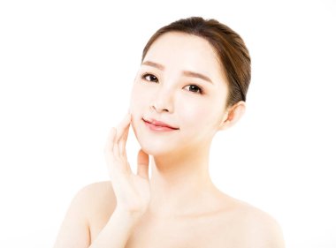 portre genç kadın yüzü beyaz izole