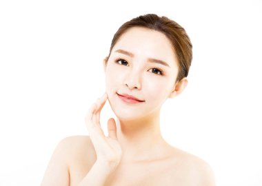 portre genç kadın yüzü beyaz izole