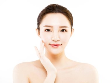 portre genç kadın yüzü beyaz izole