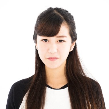 mutsuz Asyalı genç casual kadın portre 