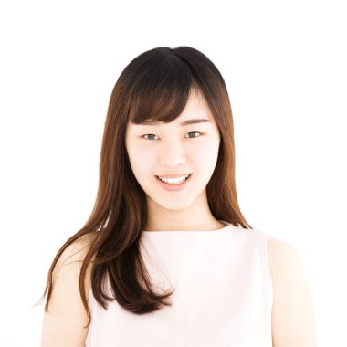 mutlu Asyalı genç kadın yüz portre 