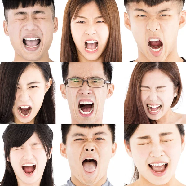 Composition of angry asian young people — Stock Photo, Image