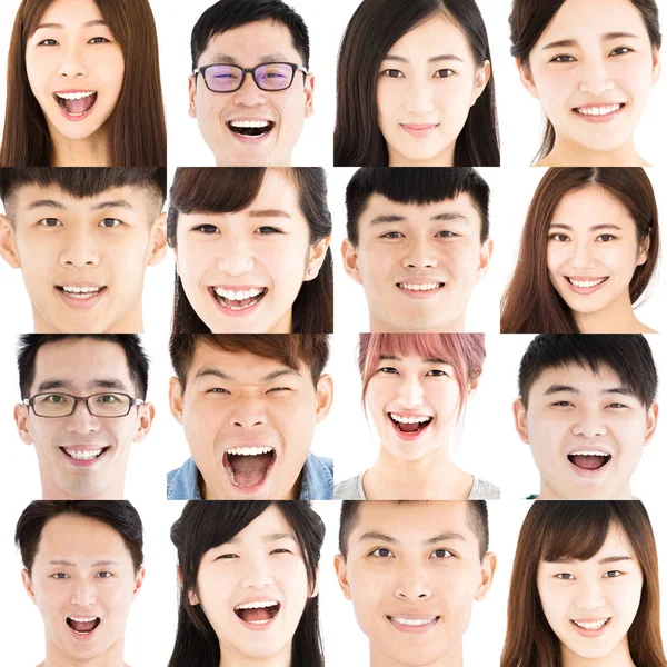 Samenstelling van de Aziatische jonge mensen glimlachen — Stockfoto