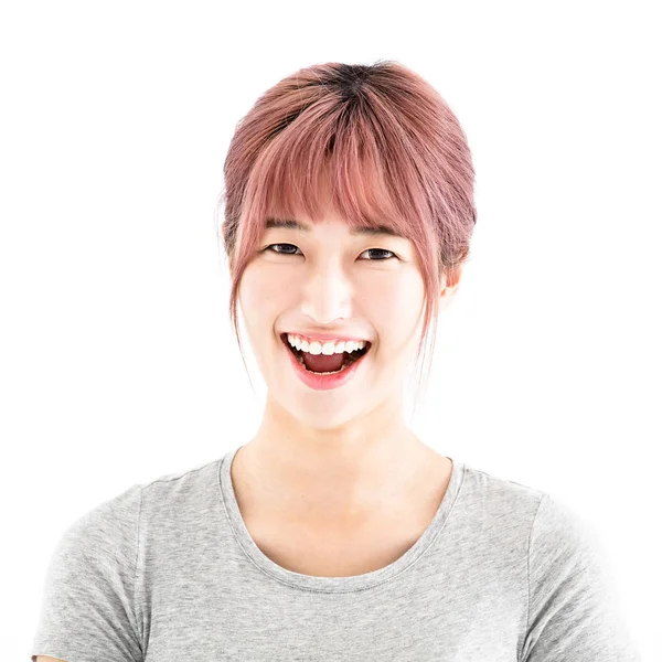 Happy Asiatka mladá žena tvář portrét — Stock fotografie