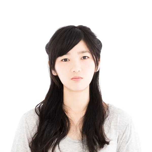 特写亚洲年轻女子的脸肖像 — 图库照片