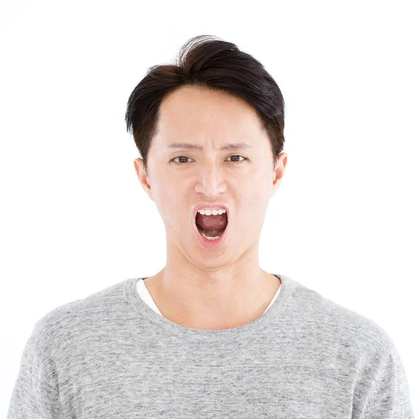 怒っているアジア若者カジュアルな肖像画 — ストック写真
