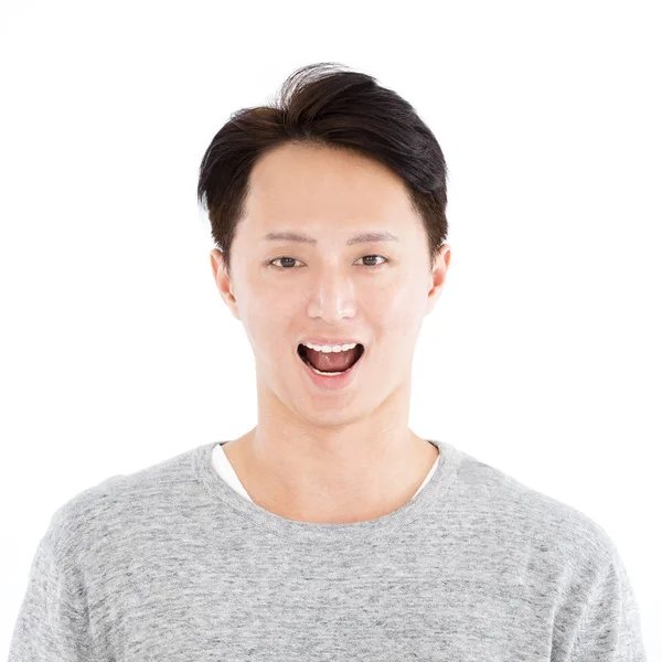Closeup mutlu Asya genç adam yüz portre — Stok fotoğraf