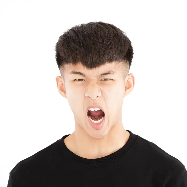 Angry asian young casual man portrait — Stock Photo, Image