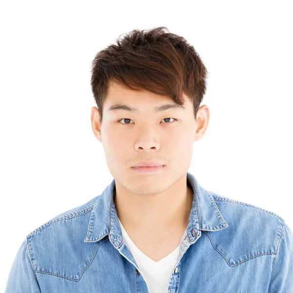 Closeup asian young man face portrait — Stock Photo, Image