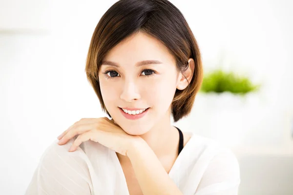 Closeup smiling young asian woman face — Stock Photo, Image