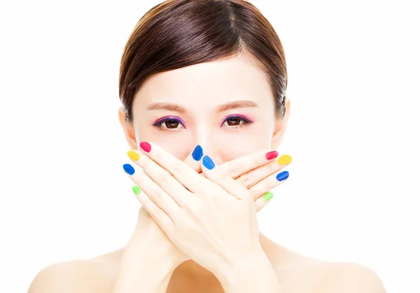 Closeup Beauty Girl face with Colorful Makeup concept — Stock Photo, Image