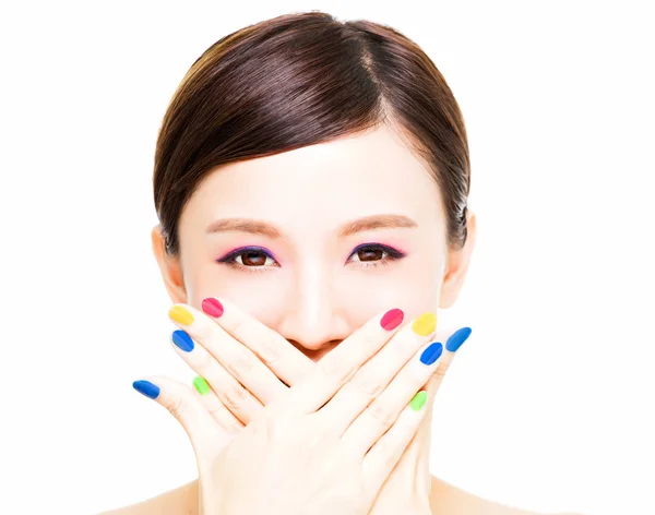 Closeup Beauty Girl face with Colorful Makeup concept — Stock Photo, Image