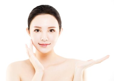 portre genç Asya Güzellik yüz beyaz izole