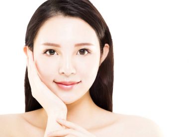 portre genç Asya Güzellik yüz beyaz izole