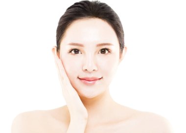 portre genç güzel kadın yüzü beyaz izole