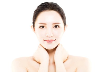 portre genç güzel kadın yüzü beyaz izole