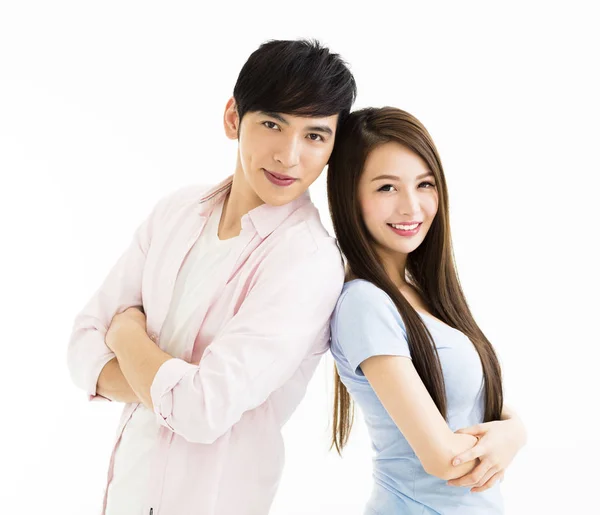 Retrato de sorrindo asiático jovem casal — Fotografia de Stock