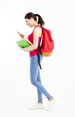 mutlu üniversite öğrencisi ile hareket eden telefon