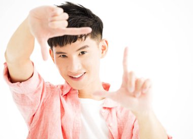 genç adam el çerçeve portresi