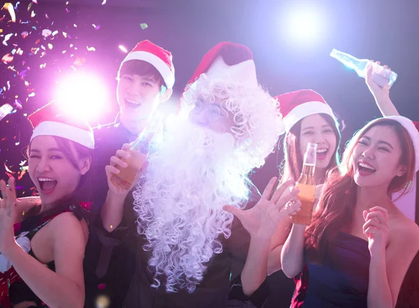 Jonge Groep Genieten Van Kerstmis Partij Plezier — Stockfoto