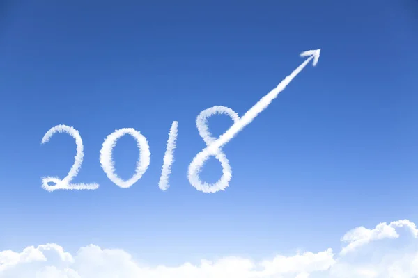 新年あけましておめでとうございます 2018 とクラウドでビジネス成長コンセプト — ストック写真
