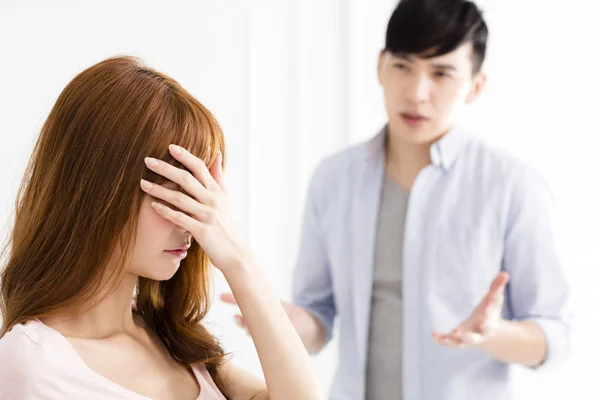 Stressed Young Asian Couple Quarreling — Stock Photo, Image