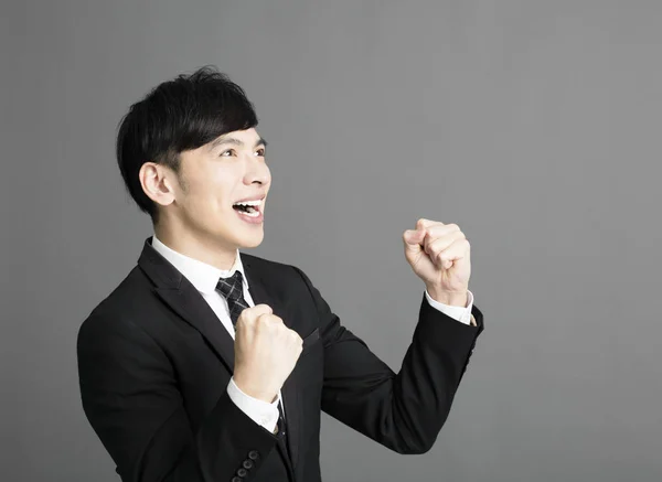 Happy Young Business Man Success Gesture — Stock Photo, Image