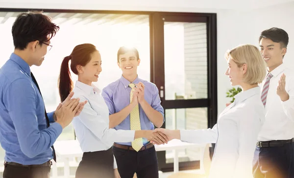 Two Business Woman Shaking Hands Office — Stock Photo, Image