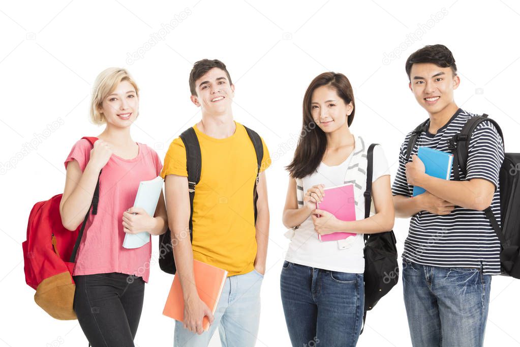 Portrait Of University Students isolated on white