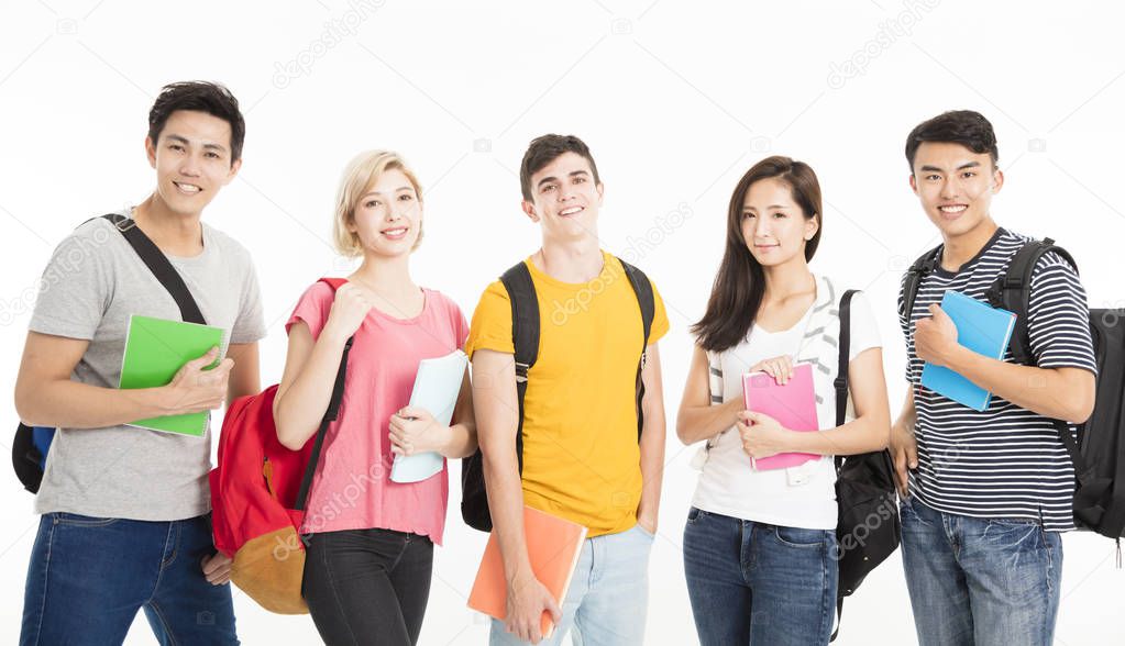 Portrait Of University Students isolated on white